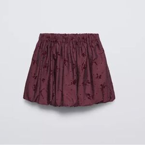 Zara Kids Elegant Burgundy Floral Skirt